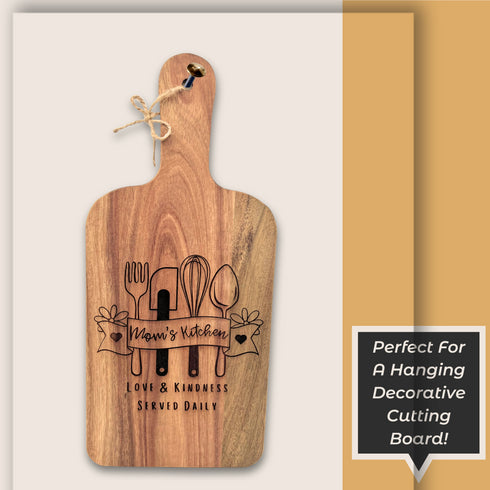Mom's Kitchen Decorative Paddle Cutting Board SVG File-For Laser Engraving